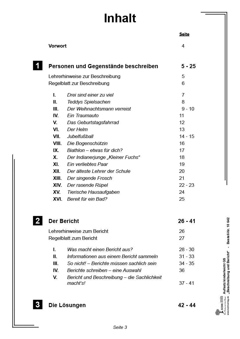 Aufsatz kinderleicht - Beschreibung und Bericht