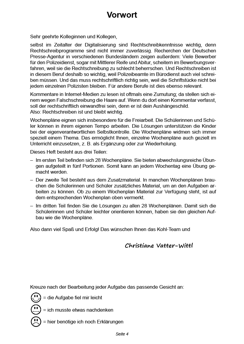 Wochenplan Rechtschreibung / Klasse 3