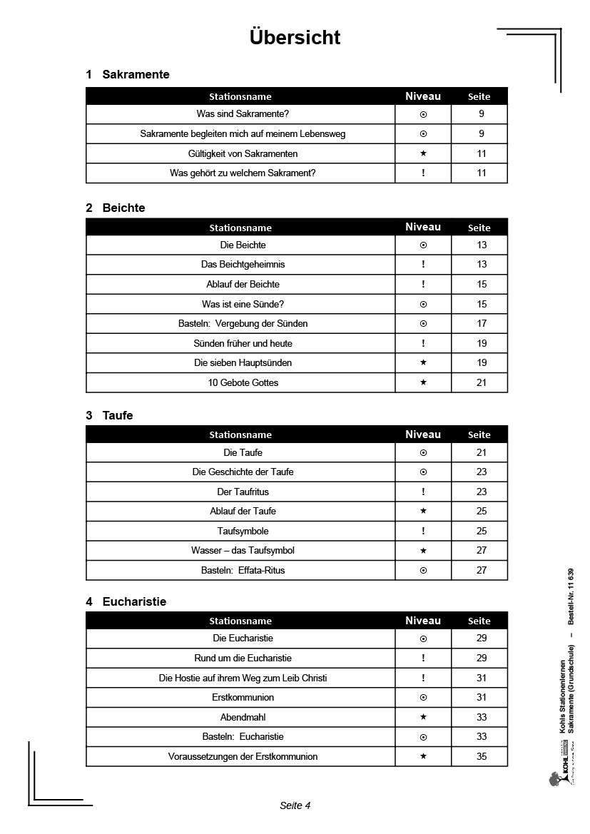 Stationenlernen Sakramente / Grundschule