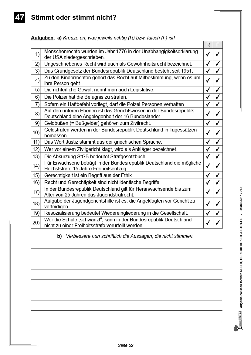 Allgemeinwissen fördern  Recht, Gerechtigkeit und Strafe