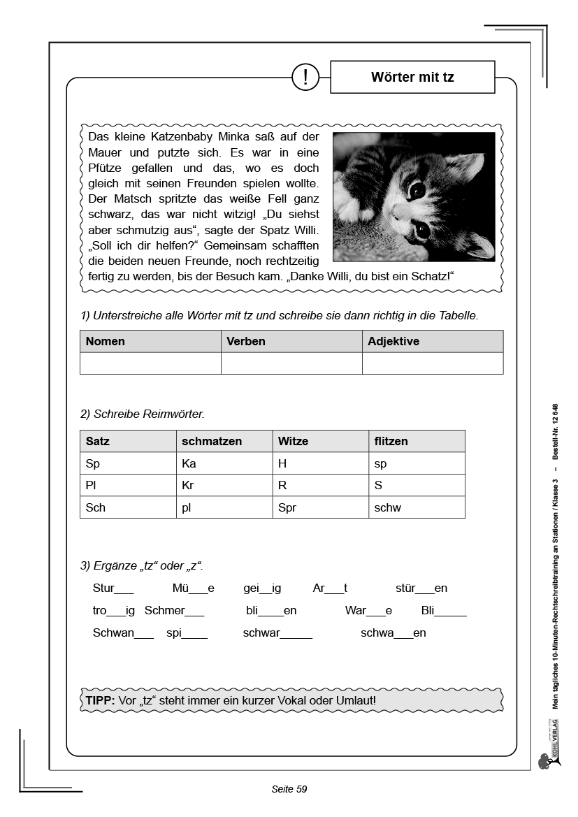 Mein tägliches 10-Minuten-Rechtschreibtraining an Stationen / Klasse 3