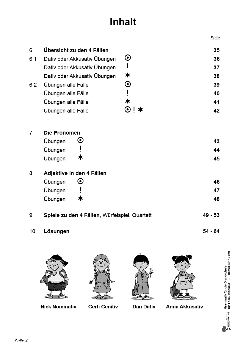 Grammatik für die Grundschule - Die Fälle / Klasse 3