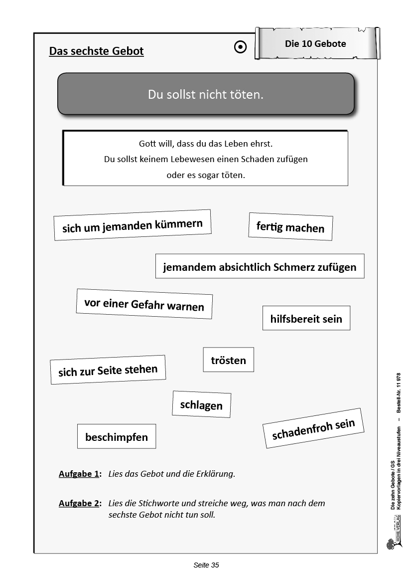 Die zehn Gebote / Grundschule