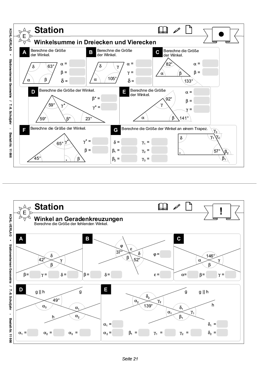 Stationenlernen Geometrie / Klasse 7-8
