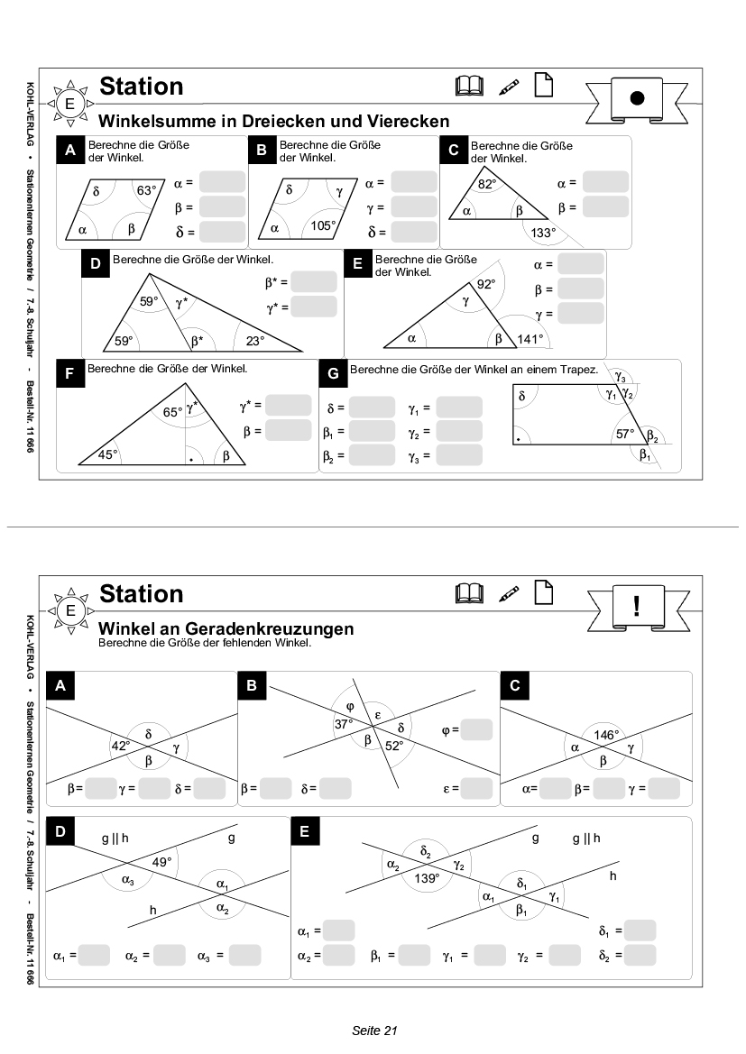 Stationenlernen Geometrie / Klasse 7-8