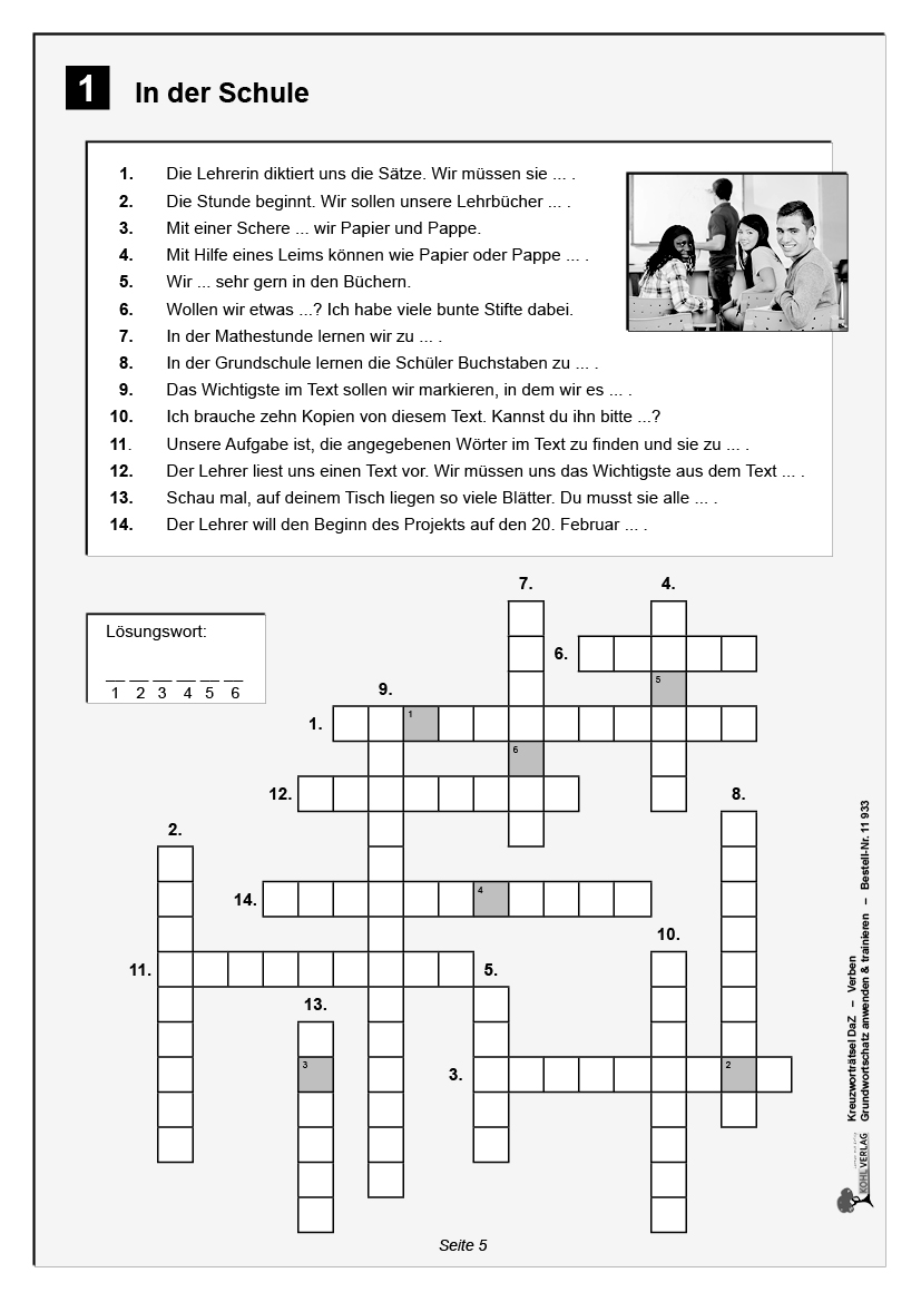 Kreuzworträtsel DaZ - Verben