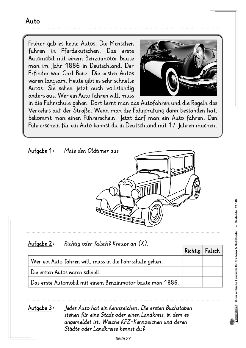 Ganz einfache Lesetexte für Erstleser und DaZ-Kinder