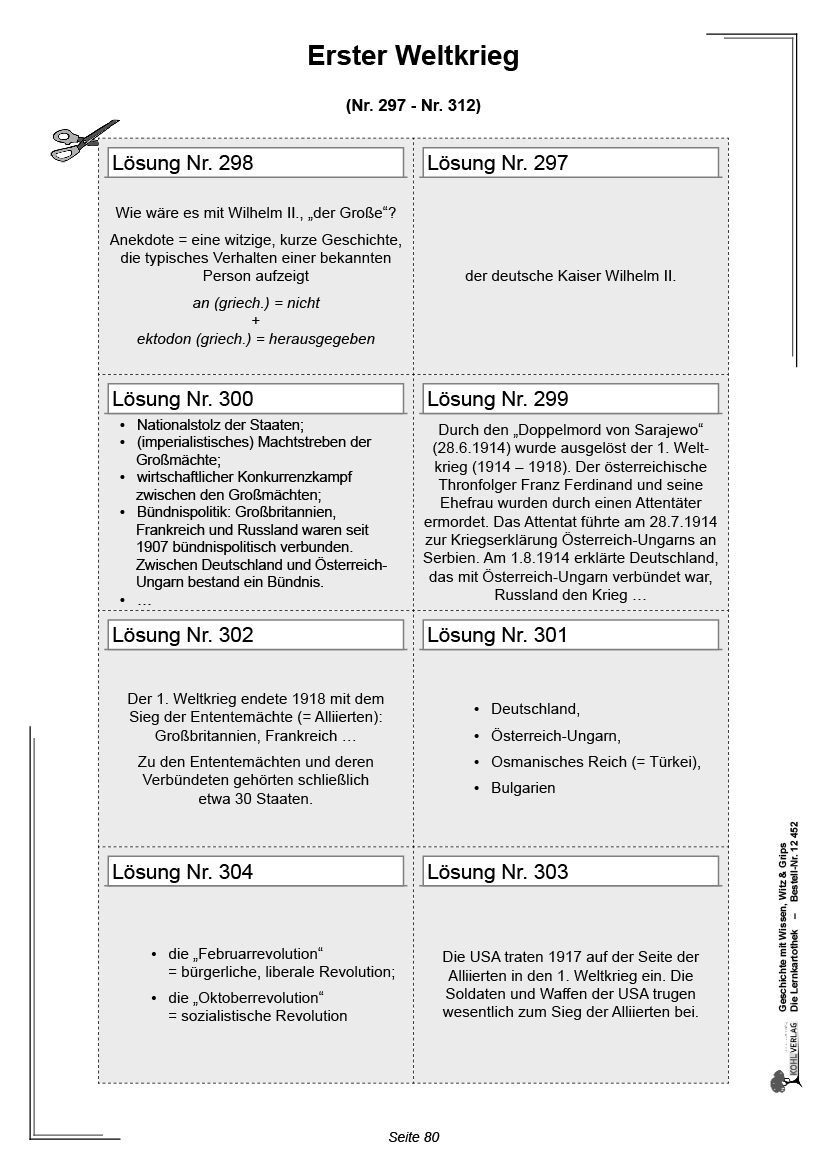 Geschichte mit Wissen, Witz & Grips  -  Die Lernkartothek