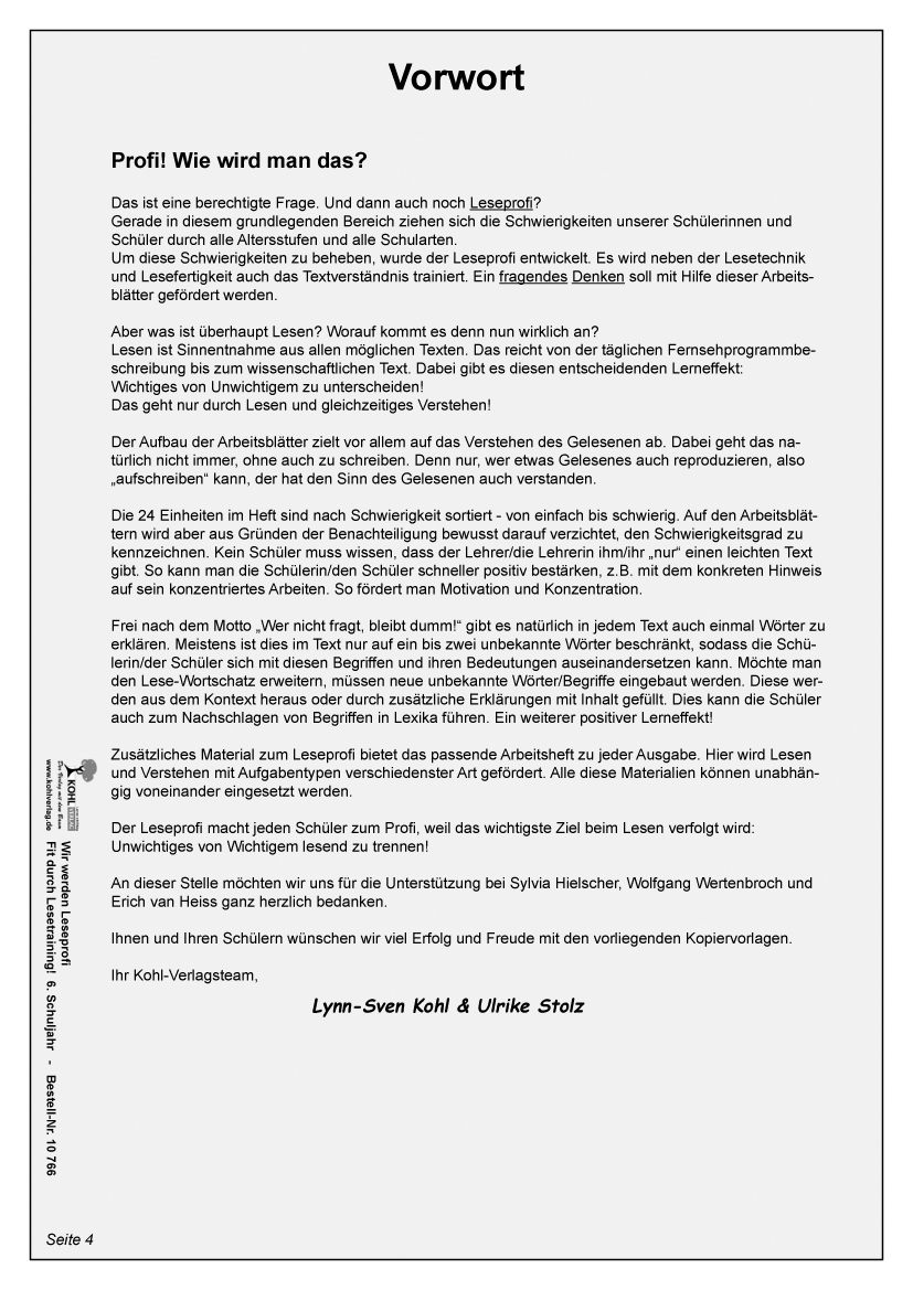Wir werden Leseprofi / Klasse 6