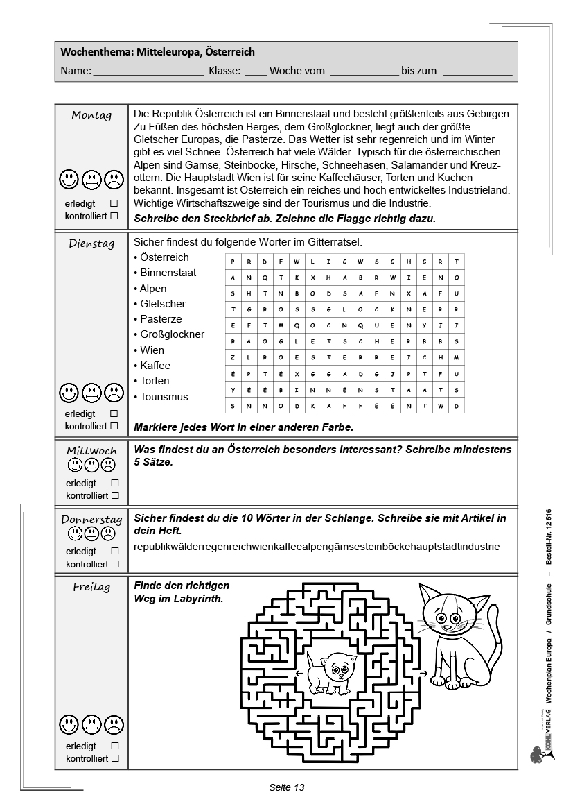 Wochenplan Europa