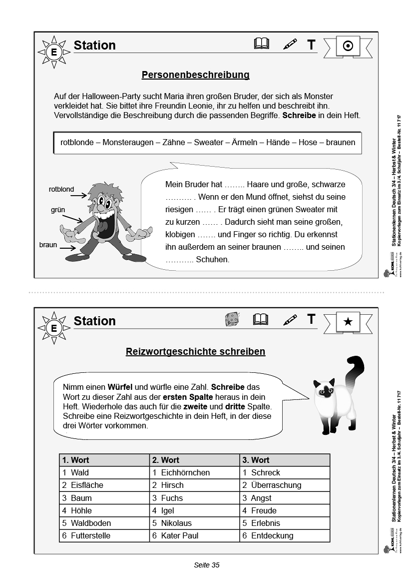 Stationenlernen Deutsch - Herbst & Winter / Klasse 3-4