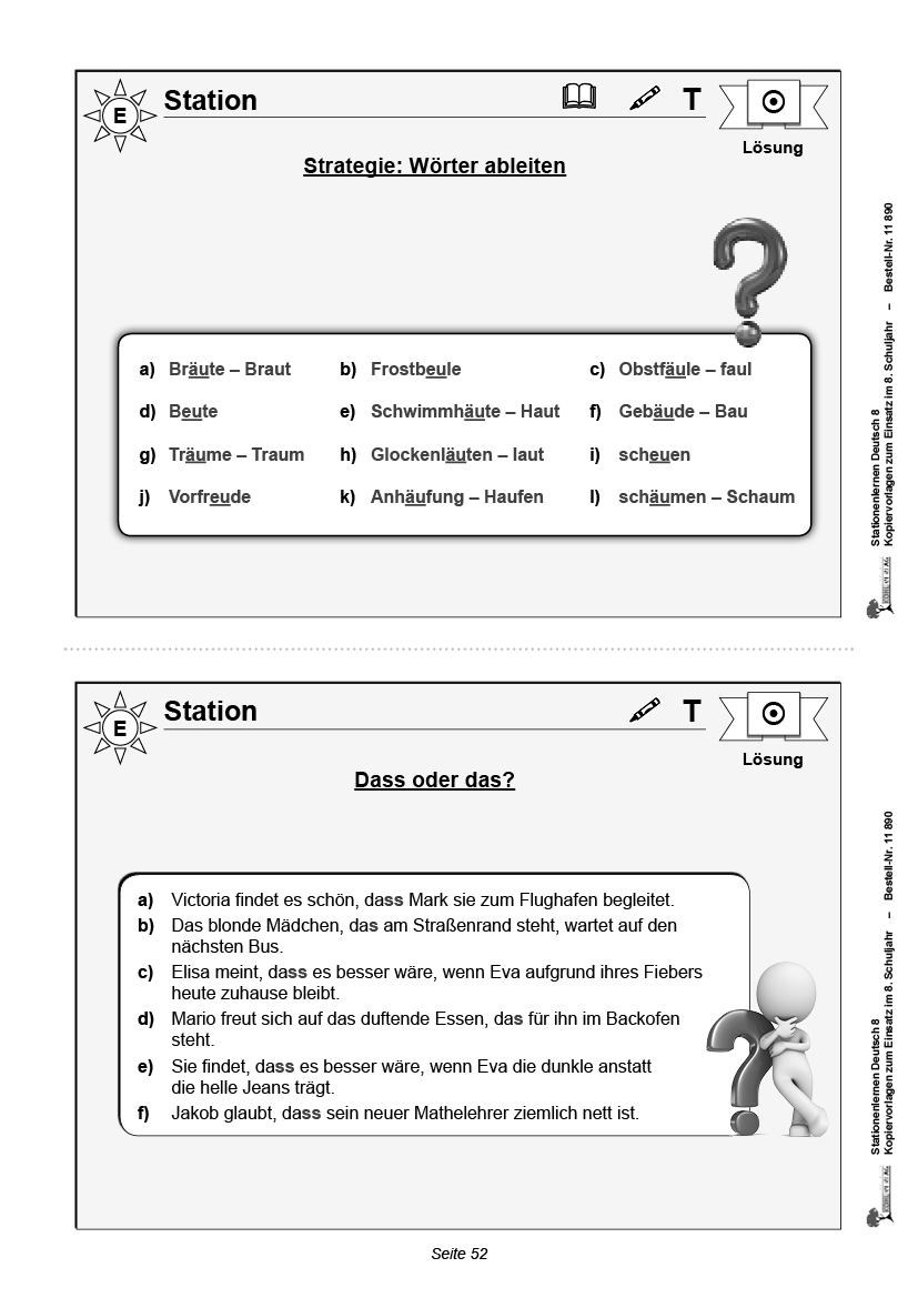 Stationenlernen Deutsch / Klasse 8