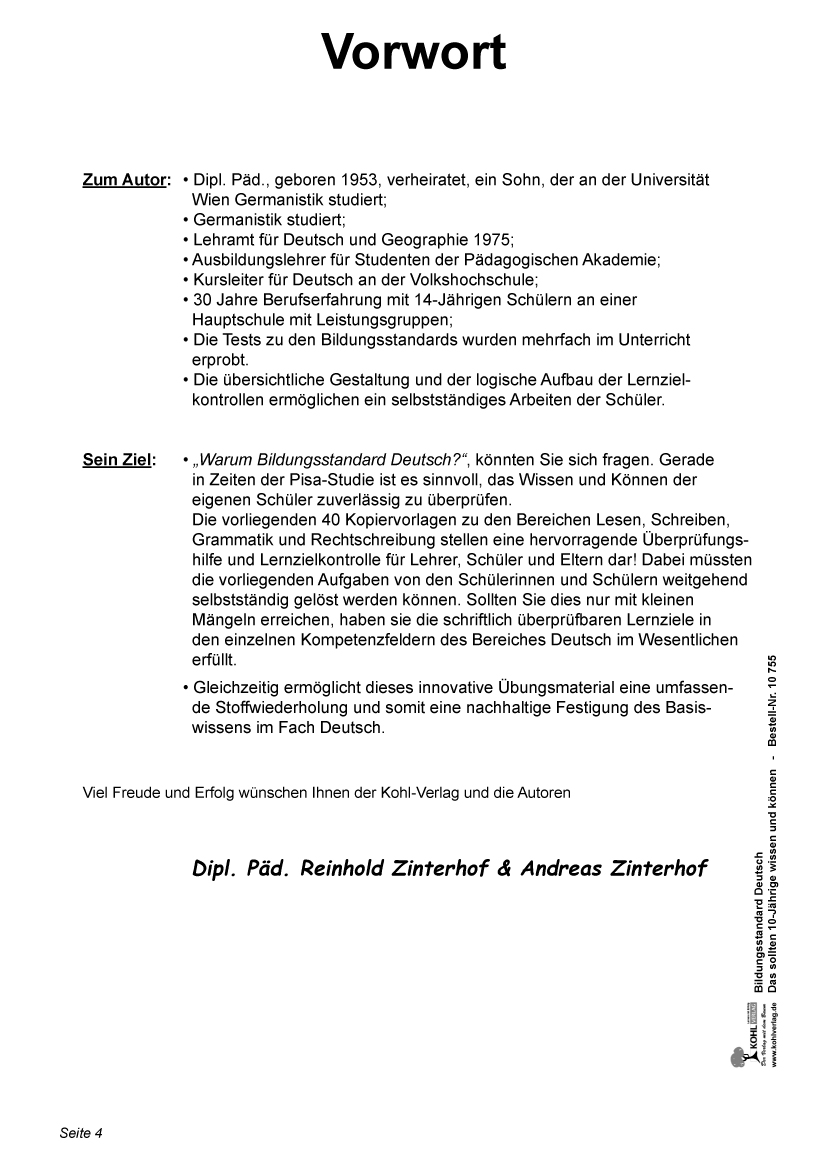 Bildungsstandard Deutsch - Was 10-Jährige wissen und können sollten!
