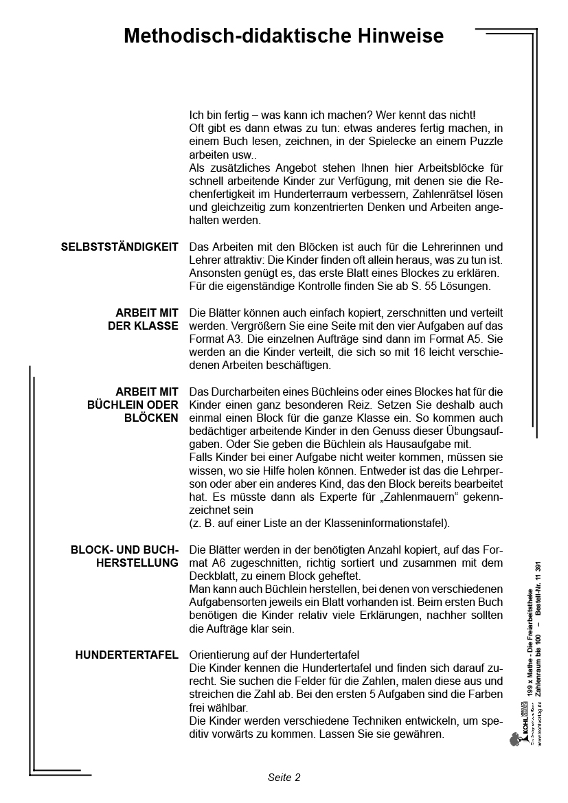 199x Mathe - Die Freiarbeitstheke - Zahlenraum bis 100