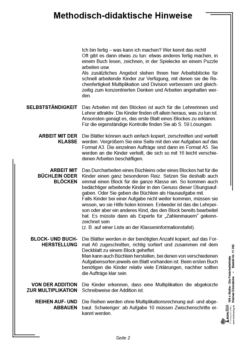 199x Mathe - Die Freiarbeitstheke - Kleines Einmaleins