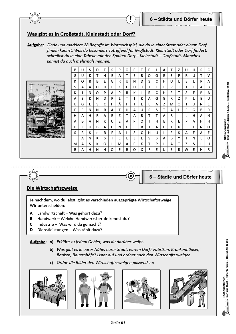 Dorf und Stadt früher & heute an Stationen