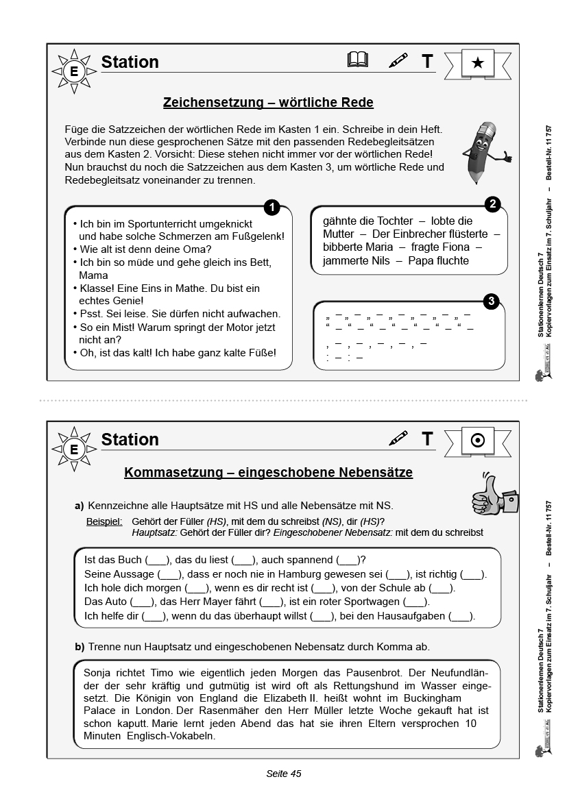 Stationenlernen Deutsch / Klasse 7