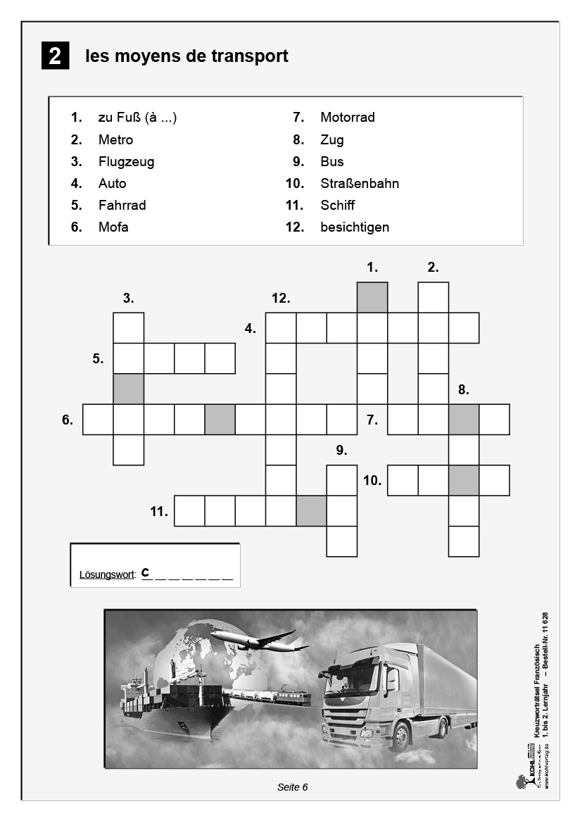 Kreuzworträtsel Französisch