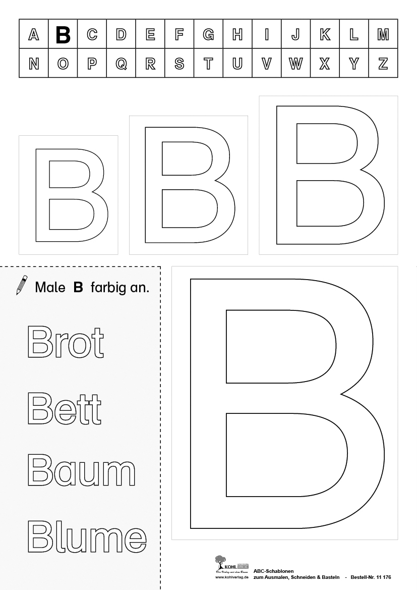 ABC-Schablonen zum Ausmalen, Schneiden und Basteln