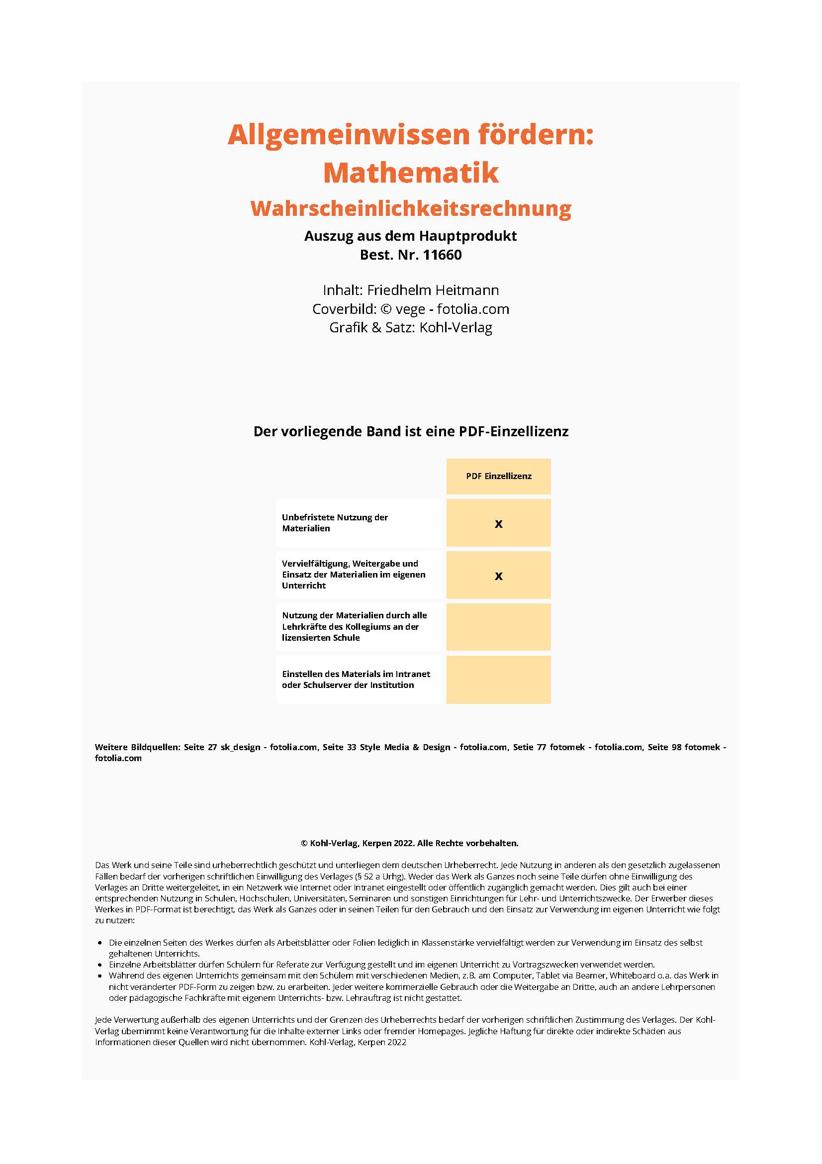 Allgemeinwissen fördern MATHEMATIK: Wahrscheinlichkeitsrechnung