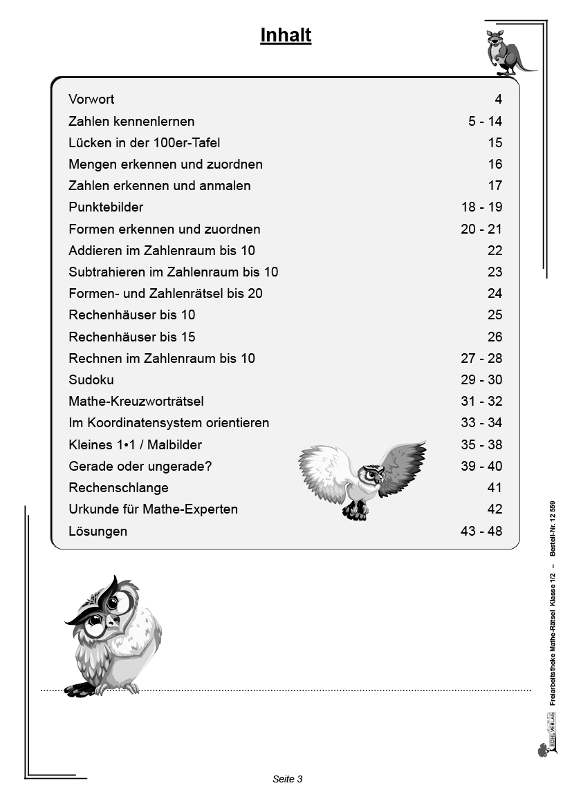 Freiarbeitstheke Mathe-Rätsel / Klasse 1-2