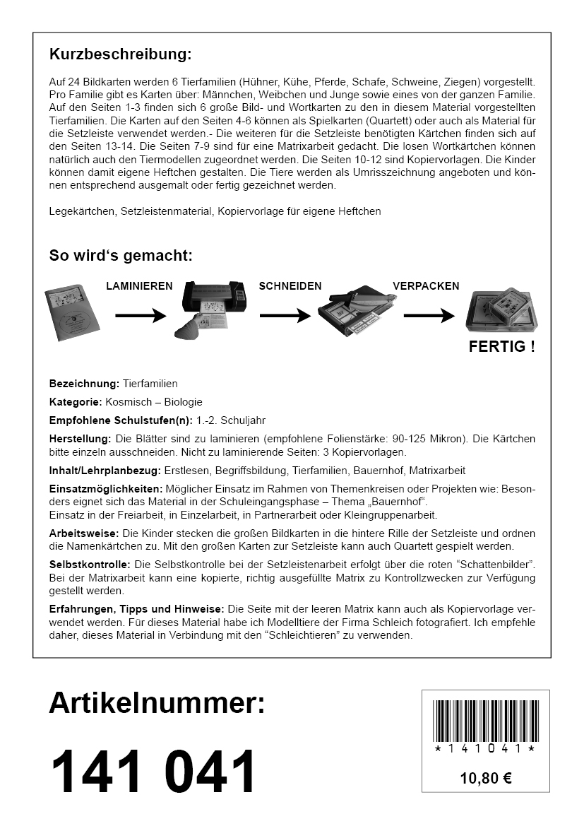 Tierfamilien Tierfamilien