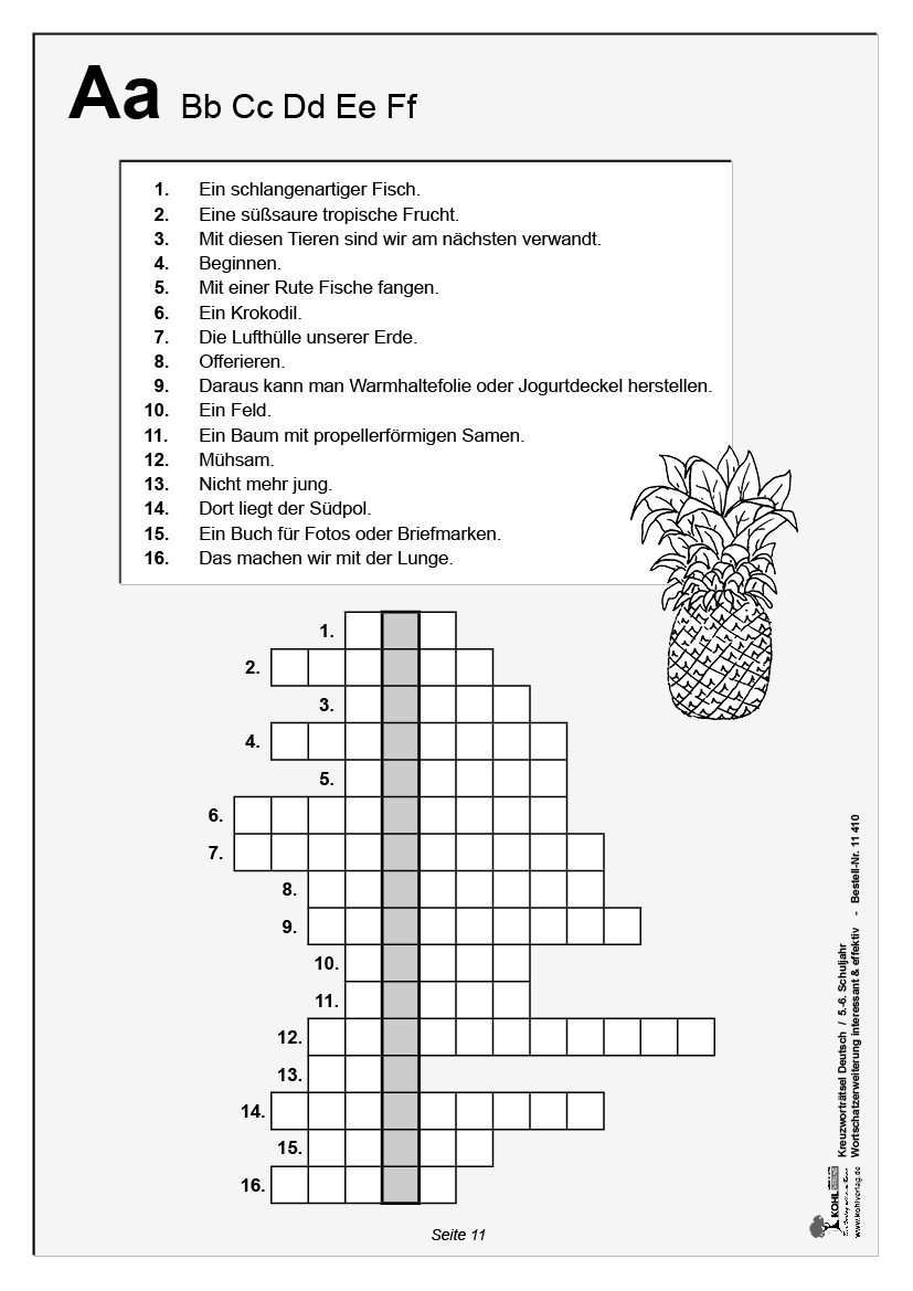 Kreuzworträtsel Deutsch / Klasse 5-6 - Wortschatzerweiterung interessant und effektiv