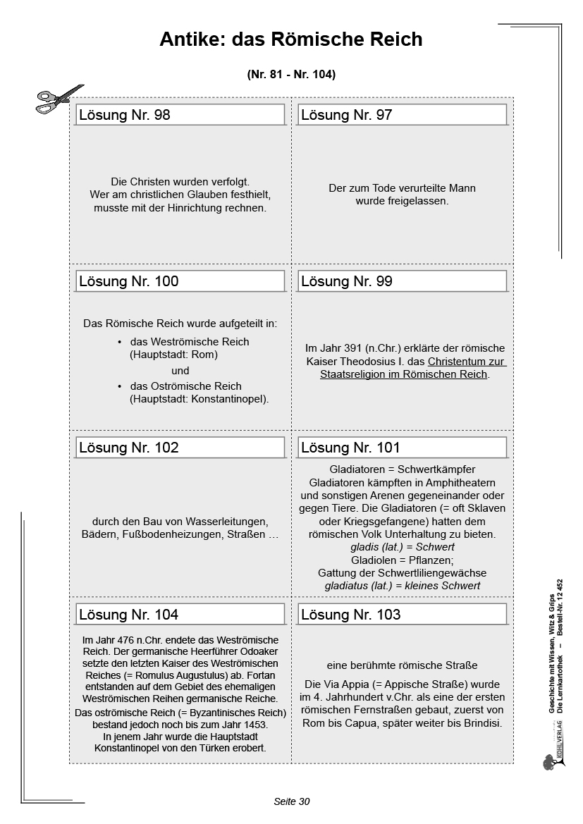 Geschichte mit Wissen, Witz & Grips  -  Die Lernkartothek