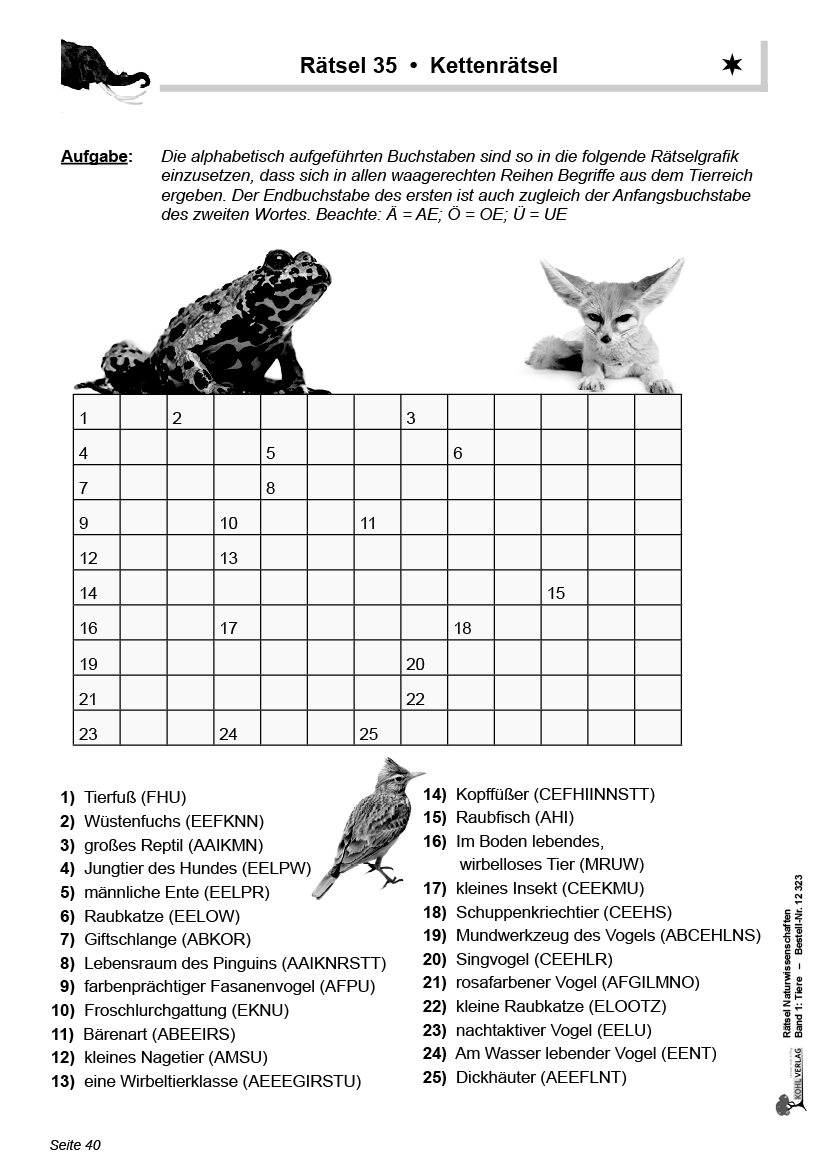 Rätsel Naturwissenschaften / Band 1: Tiere