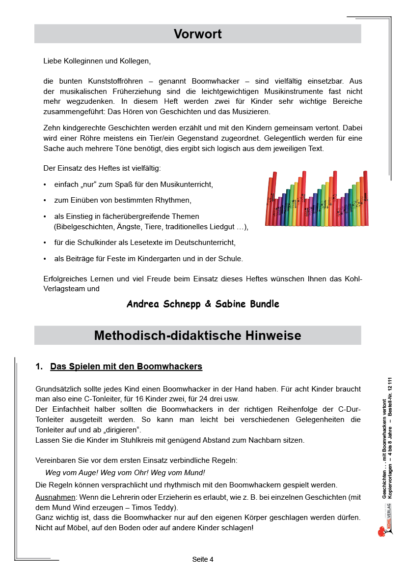 Geschichten ... mit Boomwhacker vertont