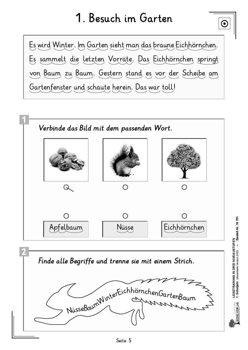 Lesetraining in drei Niveaustufen / Klasse 1