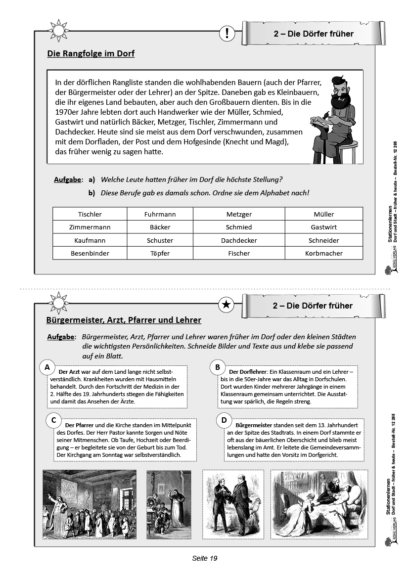 Dorf und Stadt früher & heute an Stationen