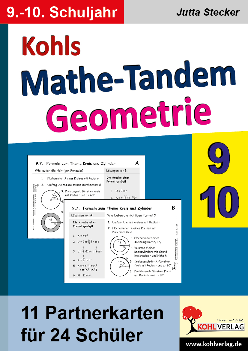 Kohls Mathe-Tandem Geometrie / Klasse 9-10 - Partnerrechnen im 9.-10. Schuljahr