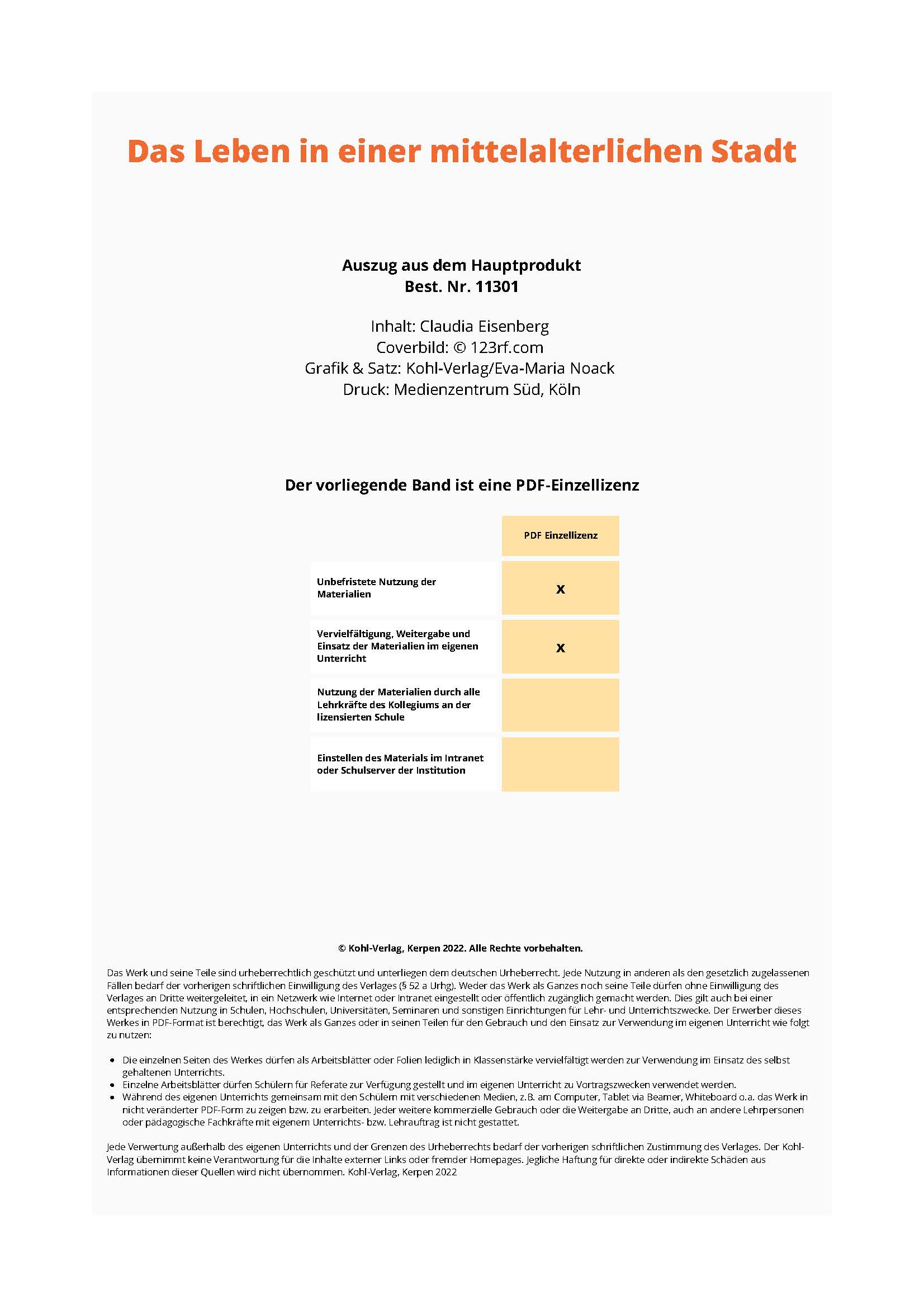 Aufbau einer mittelalterlichen Stadt Aufbau einer mittelalterlichen Stadt