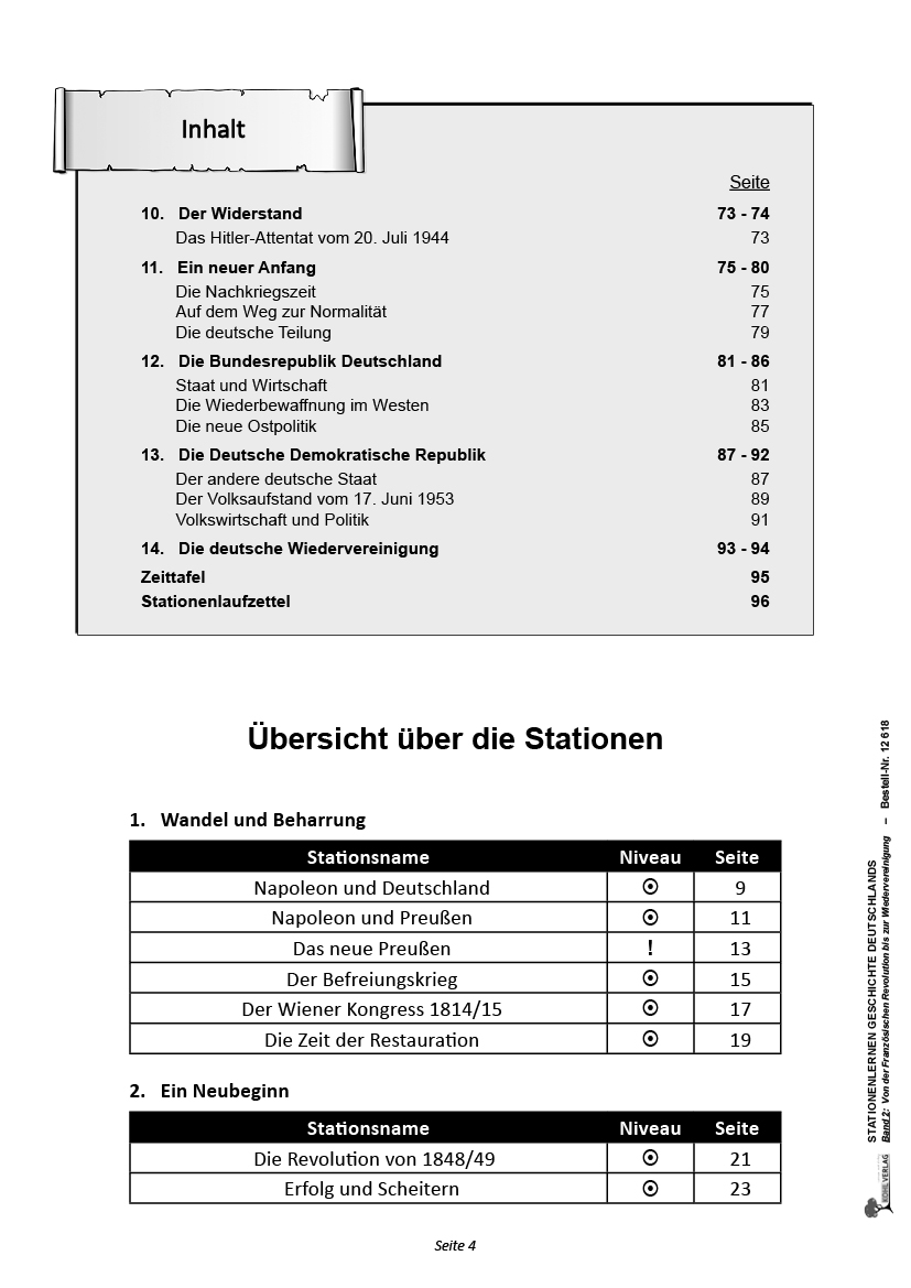 Stationenlernen Geschichte Deutschlands / Band 2: Von der Franz. Rev. bis zur Wiedervereinigung