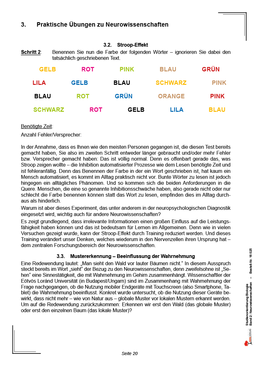 Studienorientierung Biologie - Band 2: Neurowissenschaften