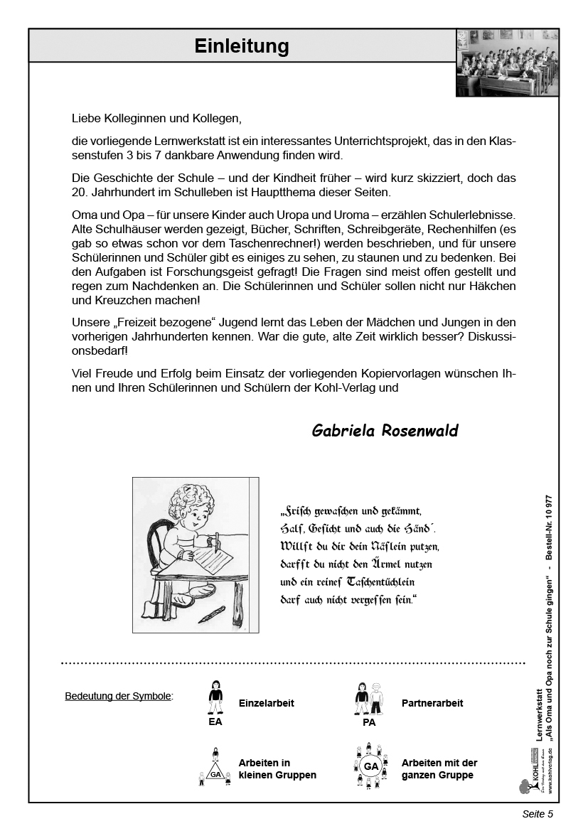 Lernwerkstatt Als Oma und Opa noch zur Schule gingen Lernwerkstatt Als Oma und Opa noch zur Schule gingen