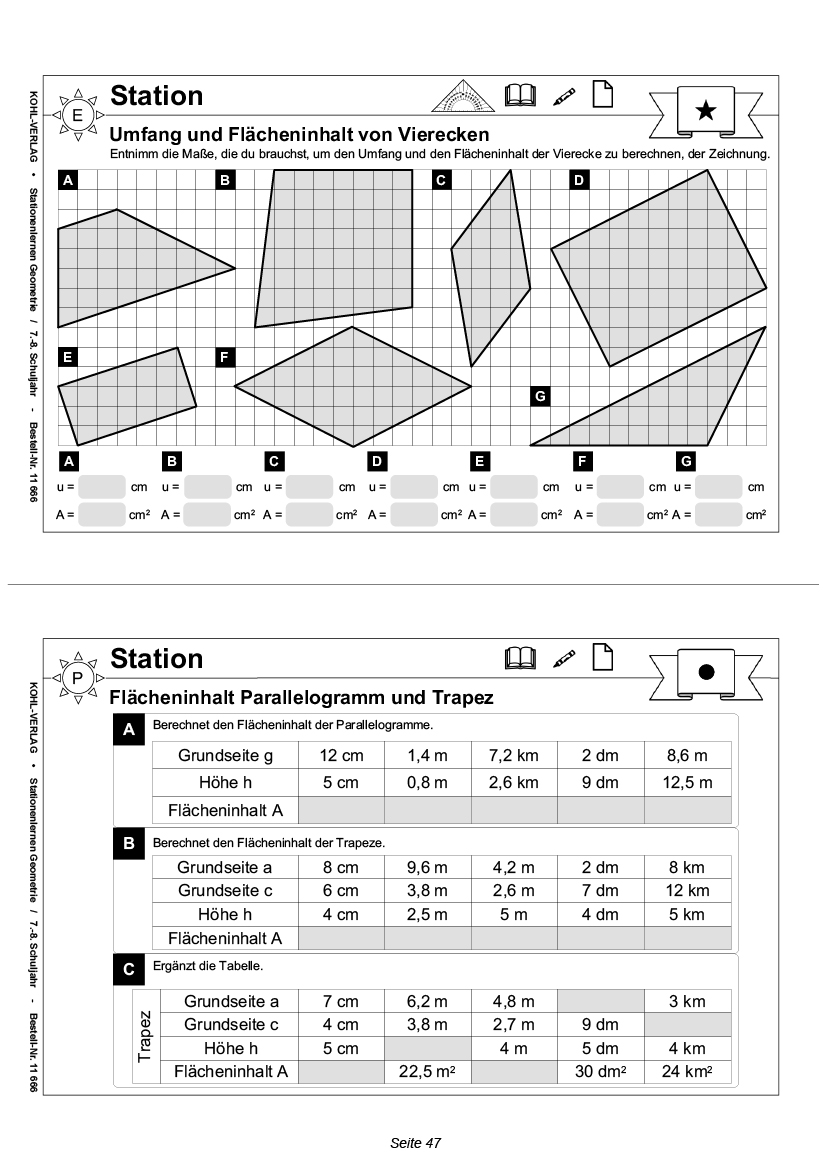 Stationenlernen Geometrie / Klasse 7-8