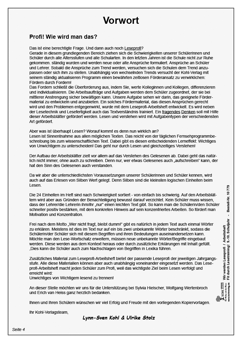 Wir werden Leseprofi - Arbeitsheft / Klasse 9-10