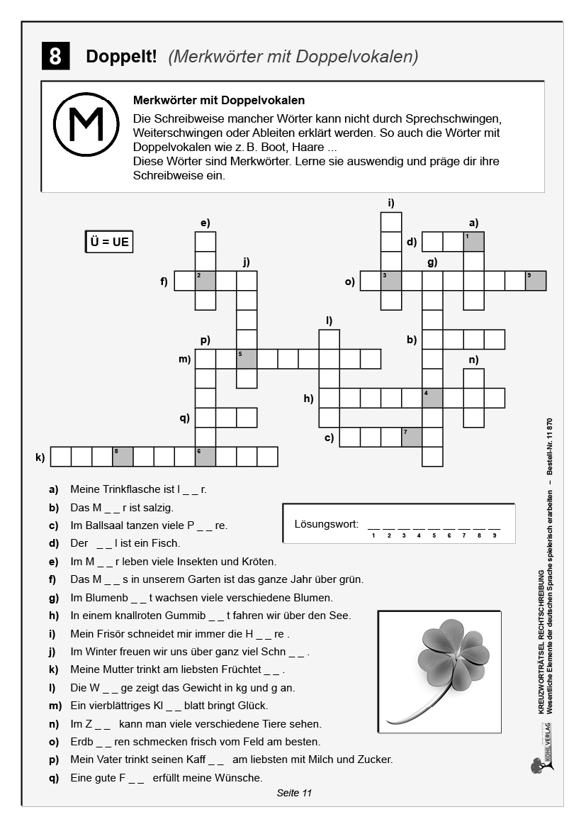 Kreuzworträtsel Rechtschreibung