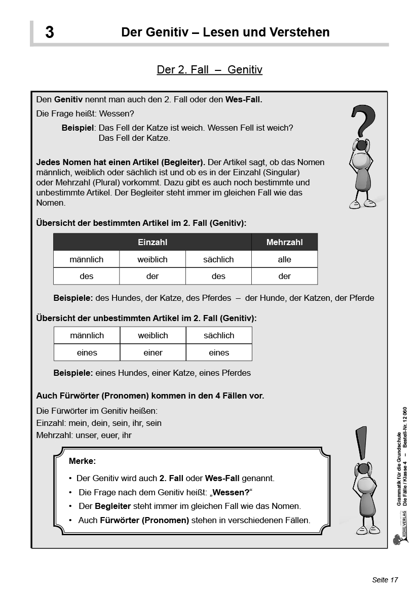 Grammatik für die Grundschule - Die Fälle / Klasse 4