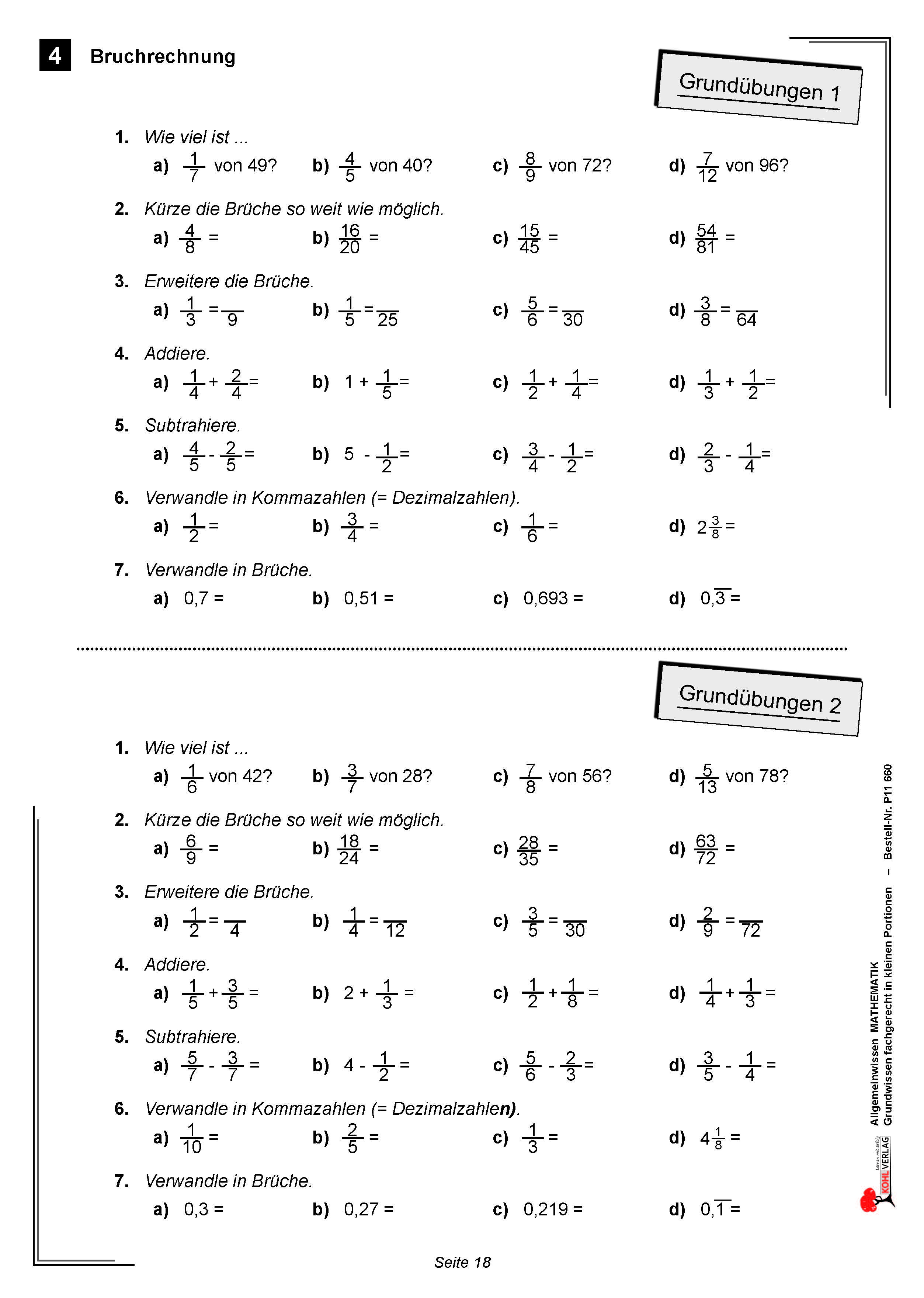 Allgemeinwissen fördern MATHEMATIK: Bruchrechnung