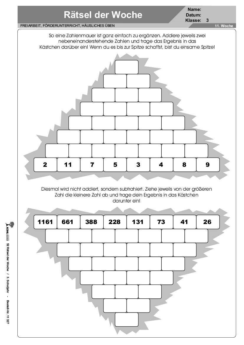 52 Rätsel der Woche / Klasse 3