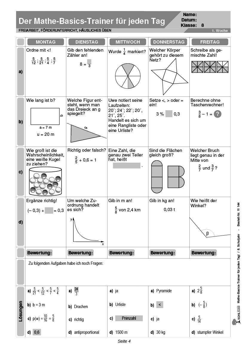 Mathe-Basics-Trainer / Klasse 8