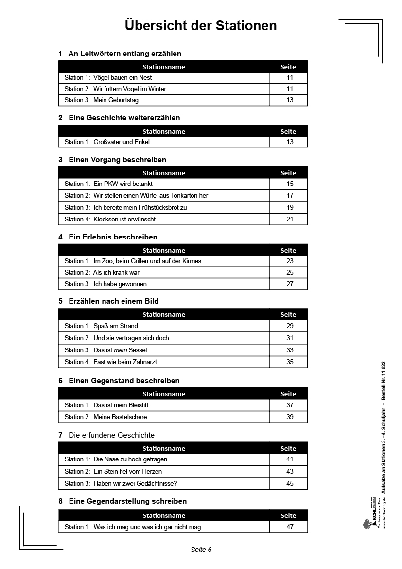 Aufsätze an Stationen / Klasse 3-4