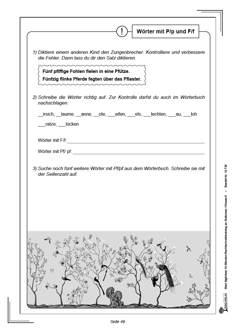 Mein tägliches 10-Minuten-Rechtschreibtraining an Stationen / Klasse 6