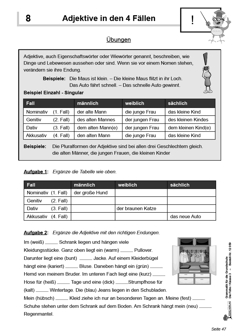 Grammatik für die Grundschule - Die Fälle / Klasse 3