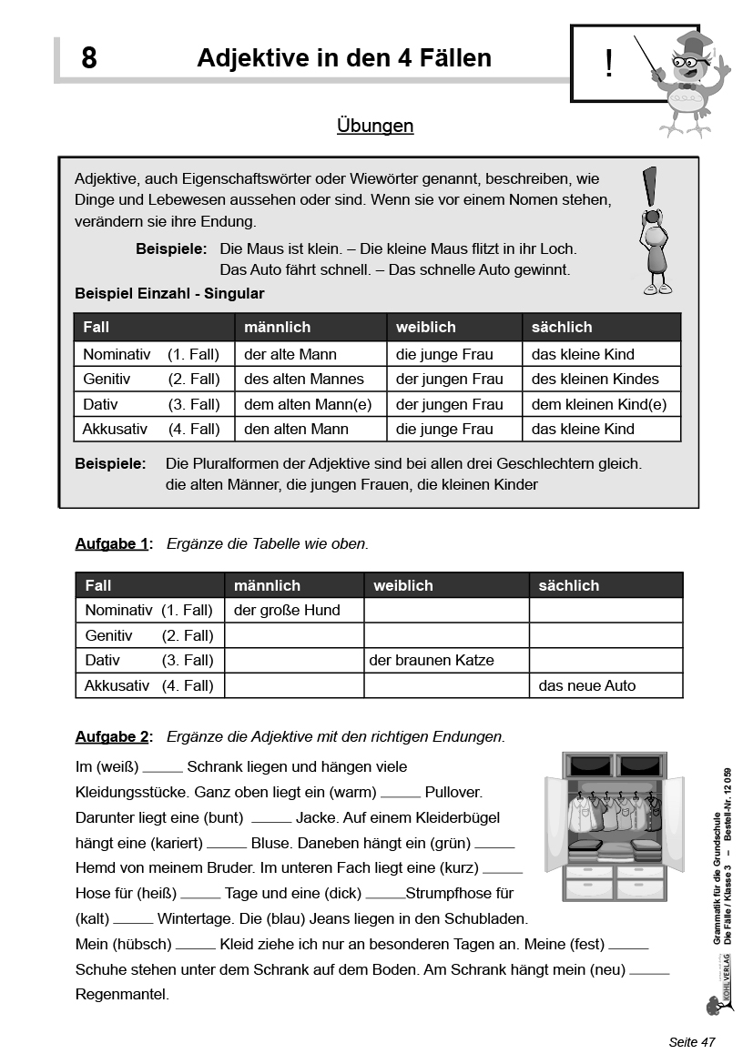 Grammatik für die Grundschule - Die Fälle / Klasse 3