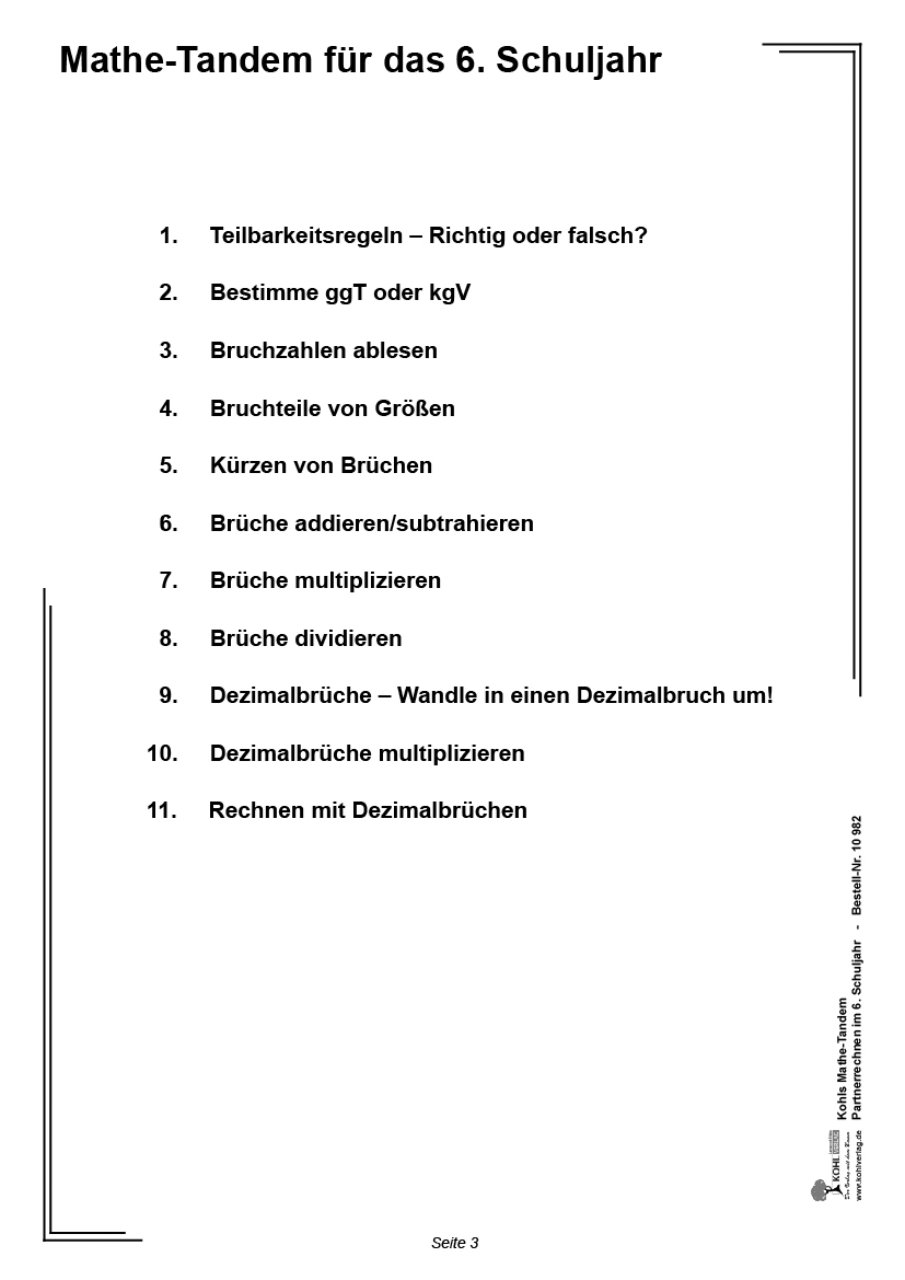 Kohls Mathe-Tandem / Klasse 6