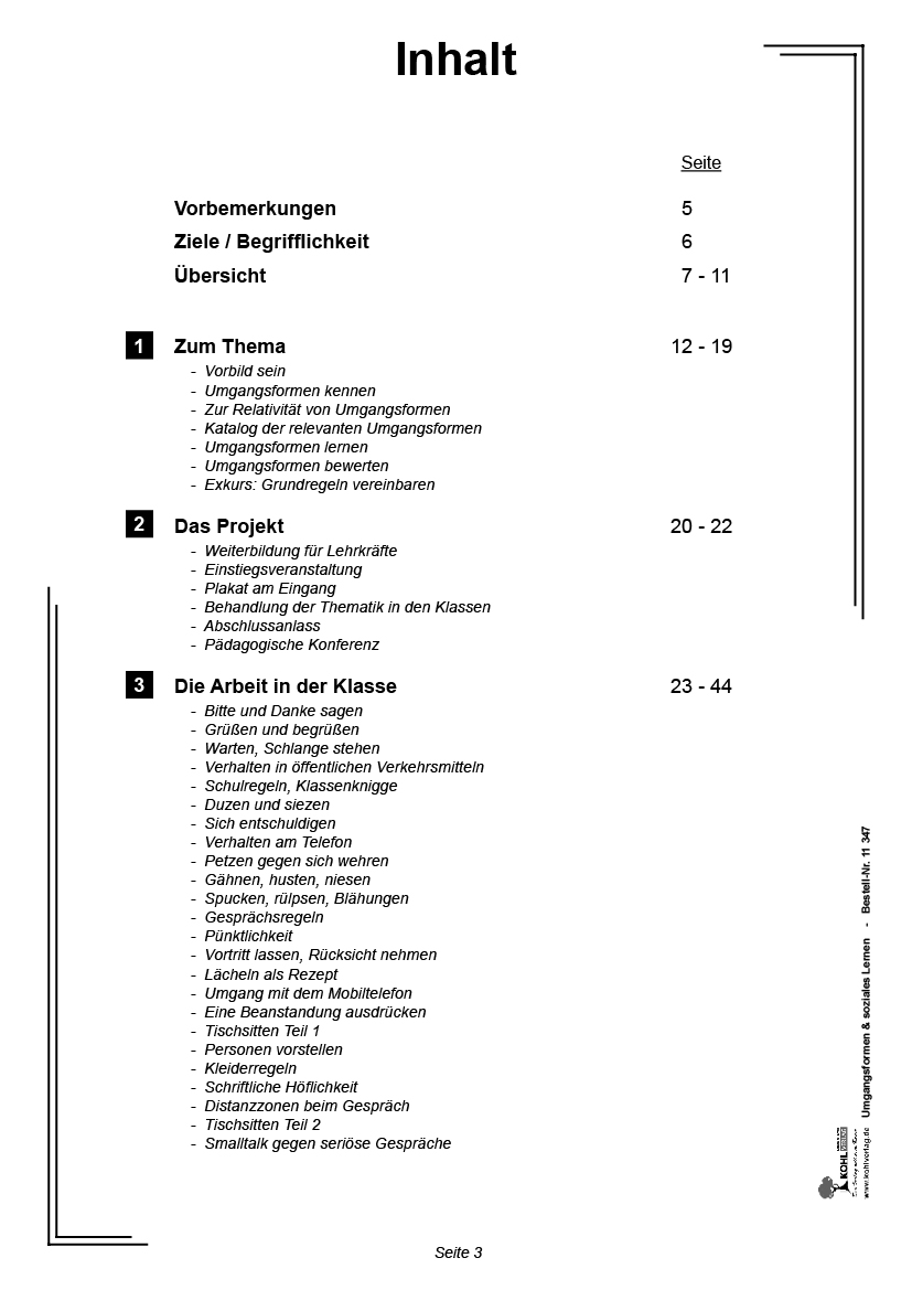 Umgangsformen & soziales Lernen